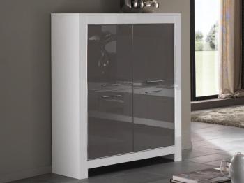 Bar MADONNA 4 portes blanc laque/gris laque