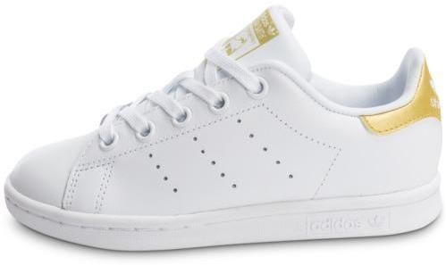 Adidas Stan Smith Enfant Blanche Et Or Baskets Tennis Adidas Stan Smith Enfant Blanche