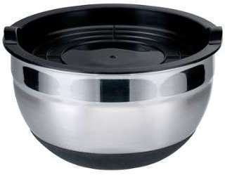 Bol pâtissier en inox et base en silicone avec couvercle Bol pâtissier en inox et base
