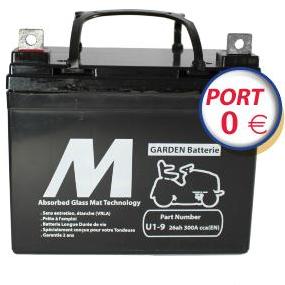 Batterie tondeuse U1-9 12v 26ah 300A AGM Motobatt Gauche Batterie tondeuse U1-9 12v