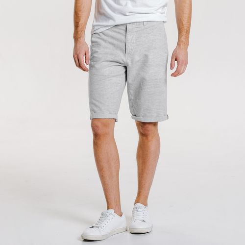 Bermuda rayures coton lin Blanc Homme