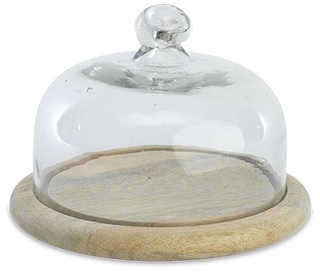 Beurrier cloche en verre recyclé et plateau en man