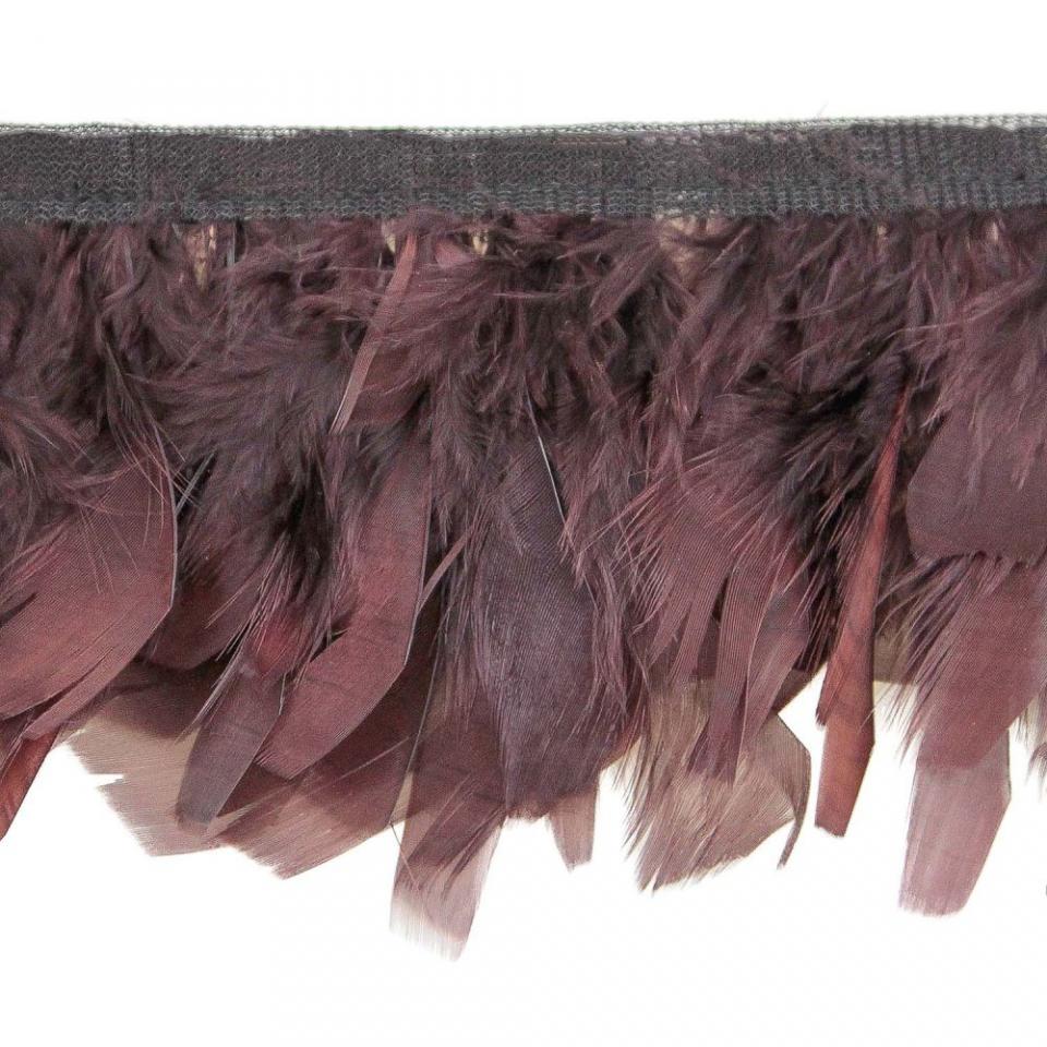 Plumes de dinde pied plat prune - Frange 50 cm