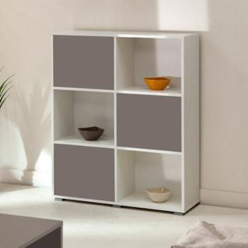 Etagère bibliothèques blanche portes taupes Etagère bibliothèques blanche