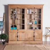 Bibliothèque en bois avec portes vitrées Longueur