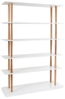 Bibliothèque design bois naturel et blanc 5 étagères Bibliothèque design bois naturel