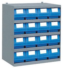 Casier 16 bacs tiroirs plastique profondeur 400 mm Casier 16 bacs tiroirs plastique