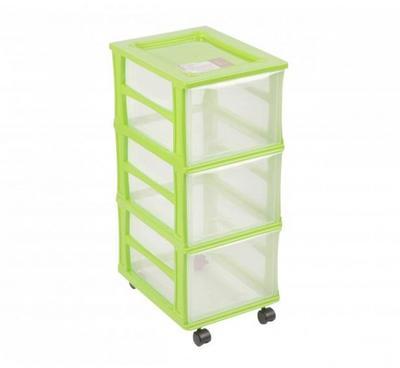 Tour de Rangement 3 Tiroirs Plastique Vert Anis à