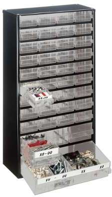 Bloc rangement avec 40 tiroirs en plastique transparent Bloc rangement avec 40 tiroirs