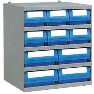 Casier avec 10 bacs tiroirs plastique P 40 cm Casier avec 10 bacs tiroirs