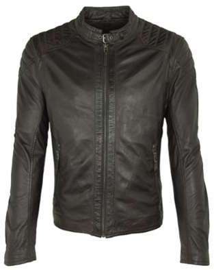 Blouson cuir homme marron fonce style moto COLT