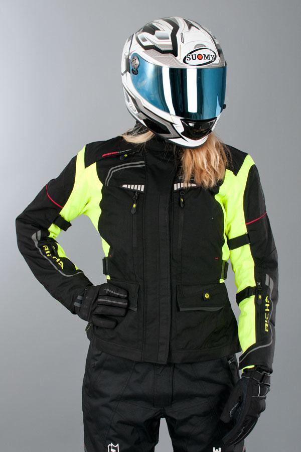 Veste Richa Infinity femme, noir-jaune fluorescant