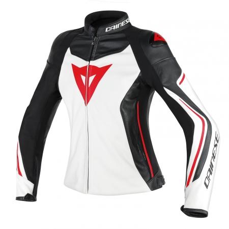 Blouson Dainese Assen Pelle Lady Noir Blanc Rouge