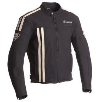 Blouson moto cuir Bering Flint Noir Beige CE