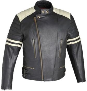 Blouson Moto Homme GUNS VINTAGE Cuir Noir Beige