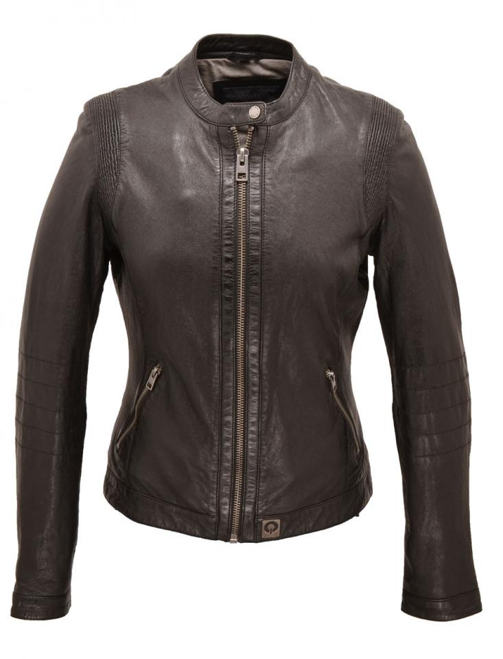 Blouson cuir femme noir Oakwood 62064 style mo