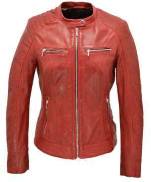 Blouson cuir femme rouge JODY