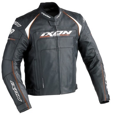 Blouson moto cuir ixon fueller noir orange
