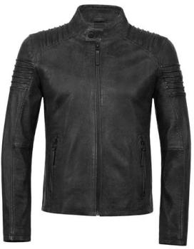 Blouson cuir homme agneau noir style motard tendan