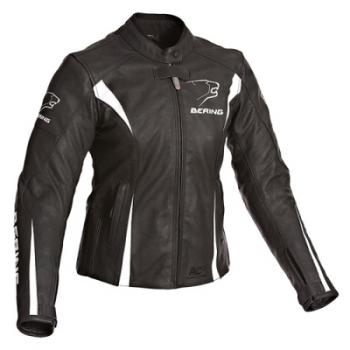 Blouson moto cuir Bering Lady Gangsta Noir Blanc C