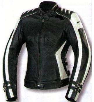 Kc015 Blouson moto FEMME cuir cintré noir beige KARNO Kc015 Blouson moto FEMME cuir