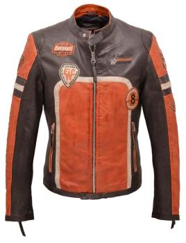 Blouson cuir homme Redskins noir orange RUNWAY R