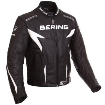 Blouson moto cuir Bering Fizio Noir Blanc CE