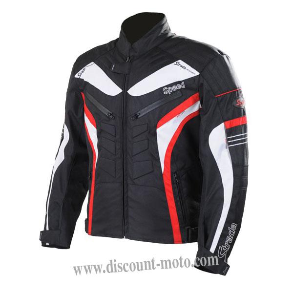 Blouson moto strada str 147 rouge avec une paire d