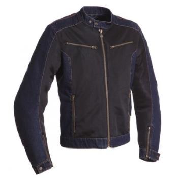 Blouson moto cuir Segura Cortez Noir Bleu CE
