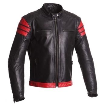 Blouson moto cuir Segura Looping Noir Rouge CE