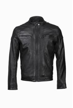 Blouson cuir homme noir 100880 style moto col