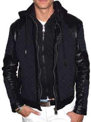 Blouson homme simili cuir bi matière