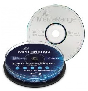 MediaRange Blu-ray Disc BD-R DL, 50 Go / 270 min,