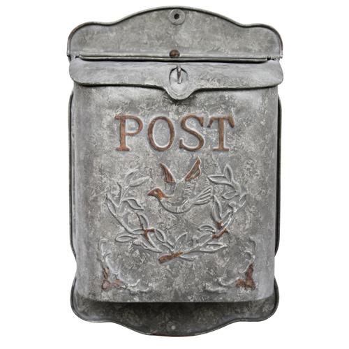 Boîte aux lettres en métal gravé motif oiseau Post