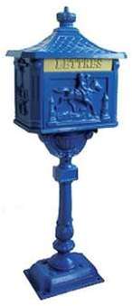 Boite aux lettres sur pied en fonte dalu Bleue -