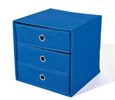 Boîte de rangement Willy 3 tiroirs - bleu