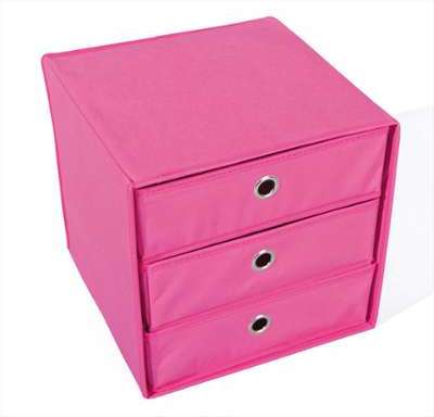 Boîte de rangement Willy 3 tiroirs - rose