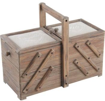 Boîte à couture en bois Fil et aiguille