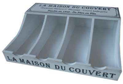 Range couverts en bois blanc