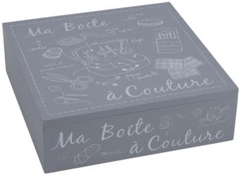 Boite à couture en bois laqué gris Boite à couture en bois laqué