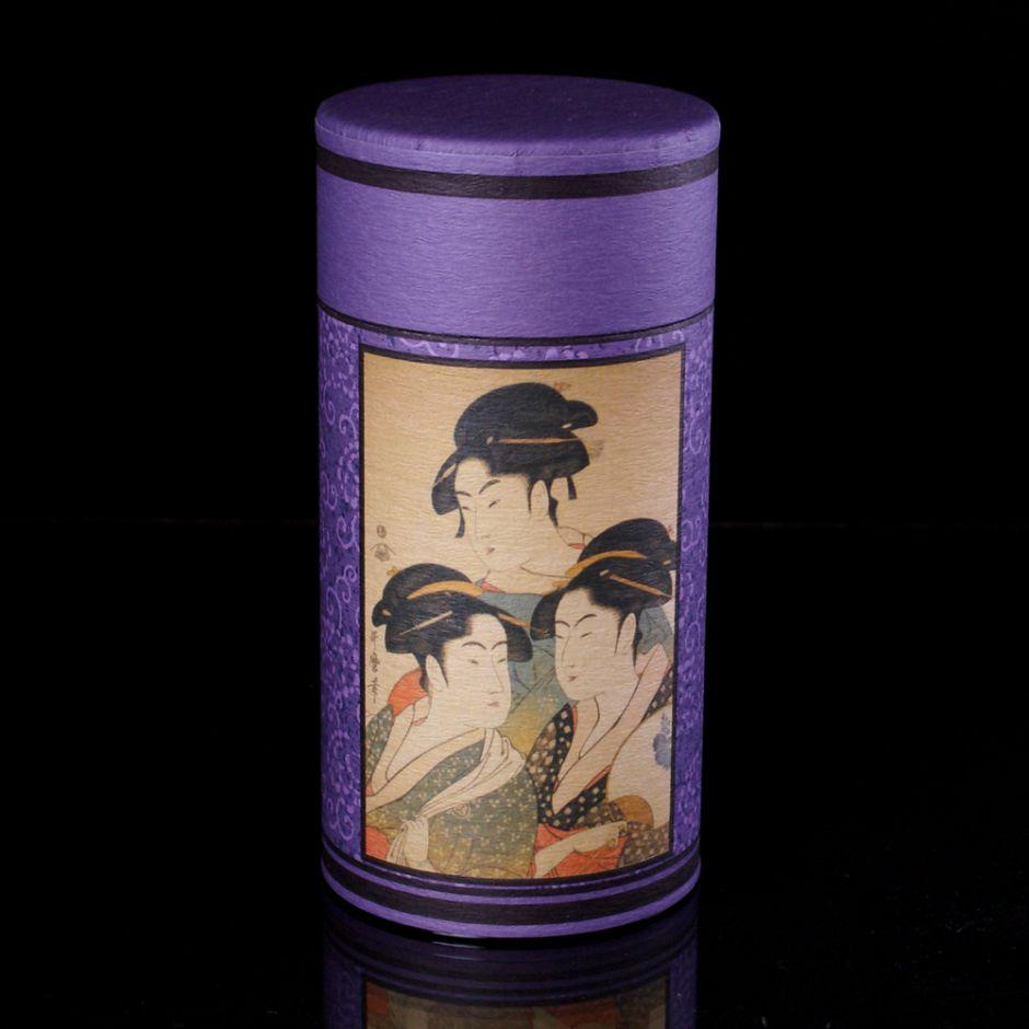 Boîte à thé bleue japonaise en papier washi Ukiyo-
