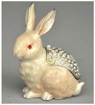 Boite lapin blanc strass