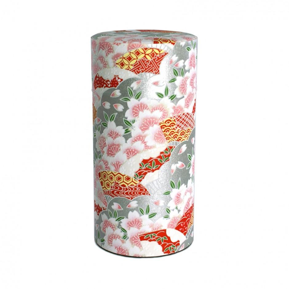Boîte à thé japonaise en papier washi argenté 192Y