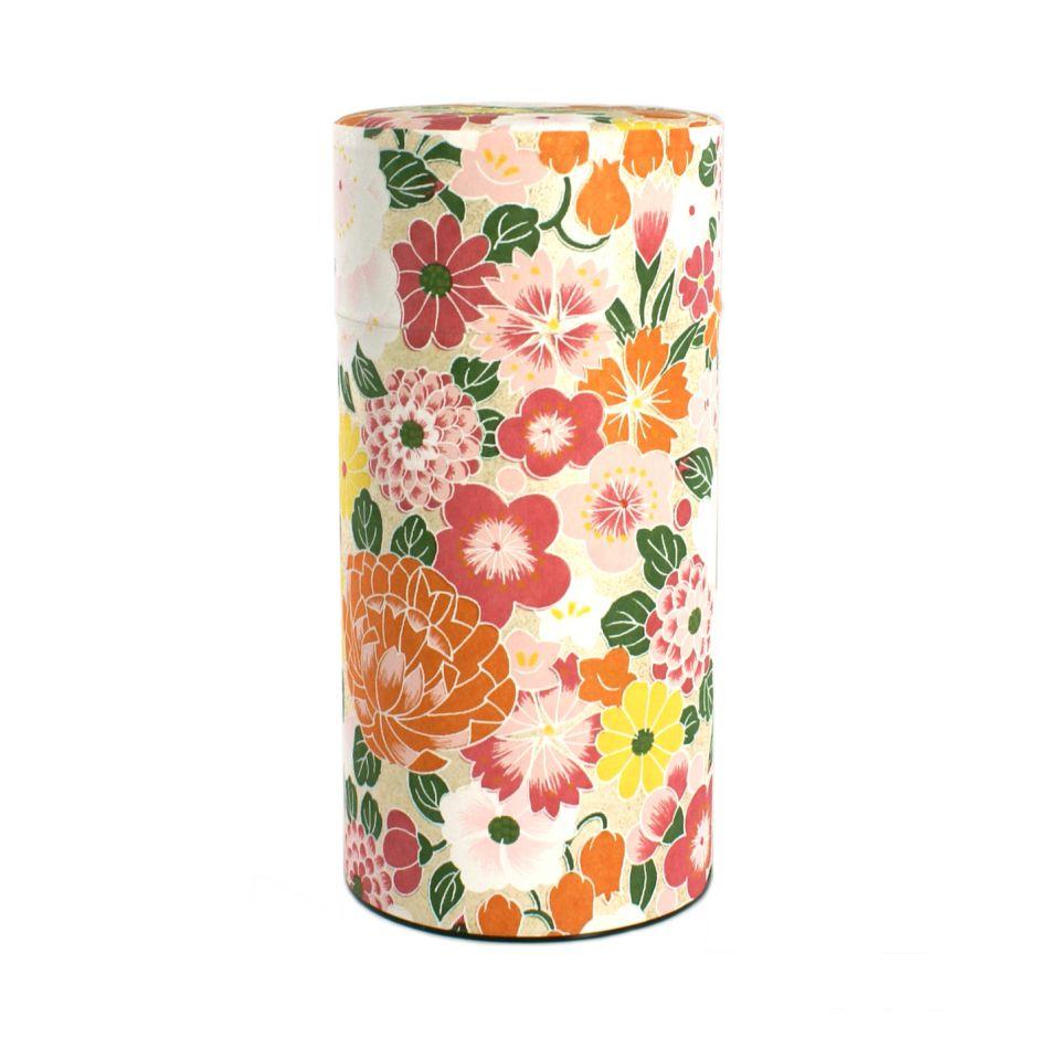 Boîte à thé japonaise en papier washi hana orange