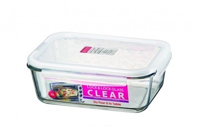 Plat/Boîte alimentaire en verre rectangle 2en1 - L