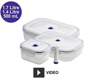Lot de 3 boîtes alimentaires sous vide rectangulai