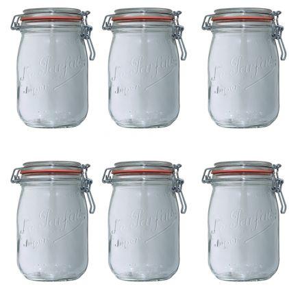 Lot de 6 bocaux en verre Le Parfait 1L