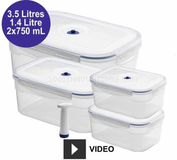 Lot de 4 boîtes alimentaires sous vide rectangulai