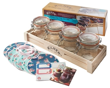 Kit confitures 4 pots présentoir bois et étiquette