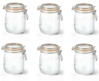 Lot de 6 bocaux hermétiques en verre 0,5L joint 85